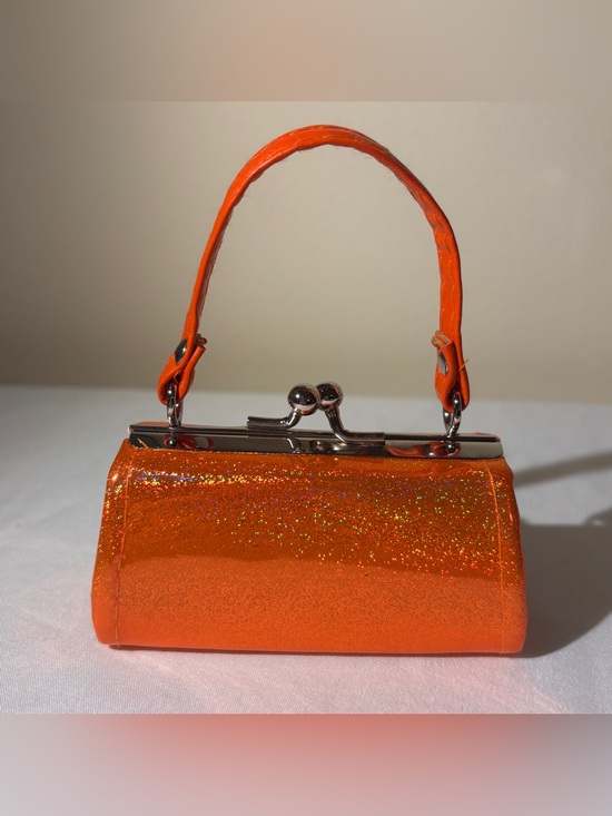 Source Unknown Handbags - Orange Glitter Mini Bag - Top Handle Women's Bag - Micro Bag - Coin Purse